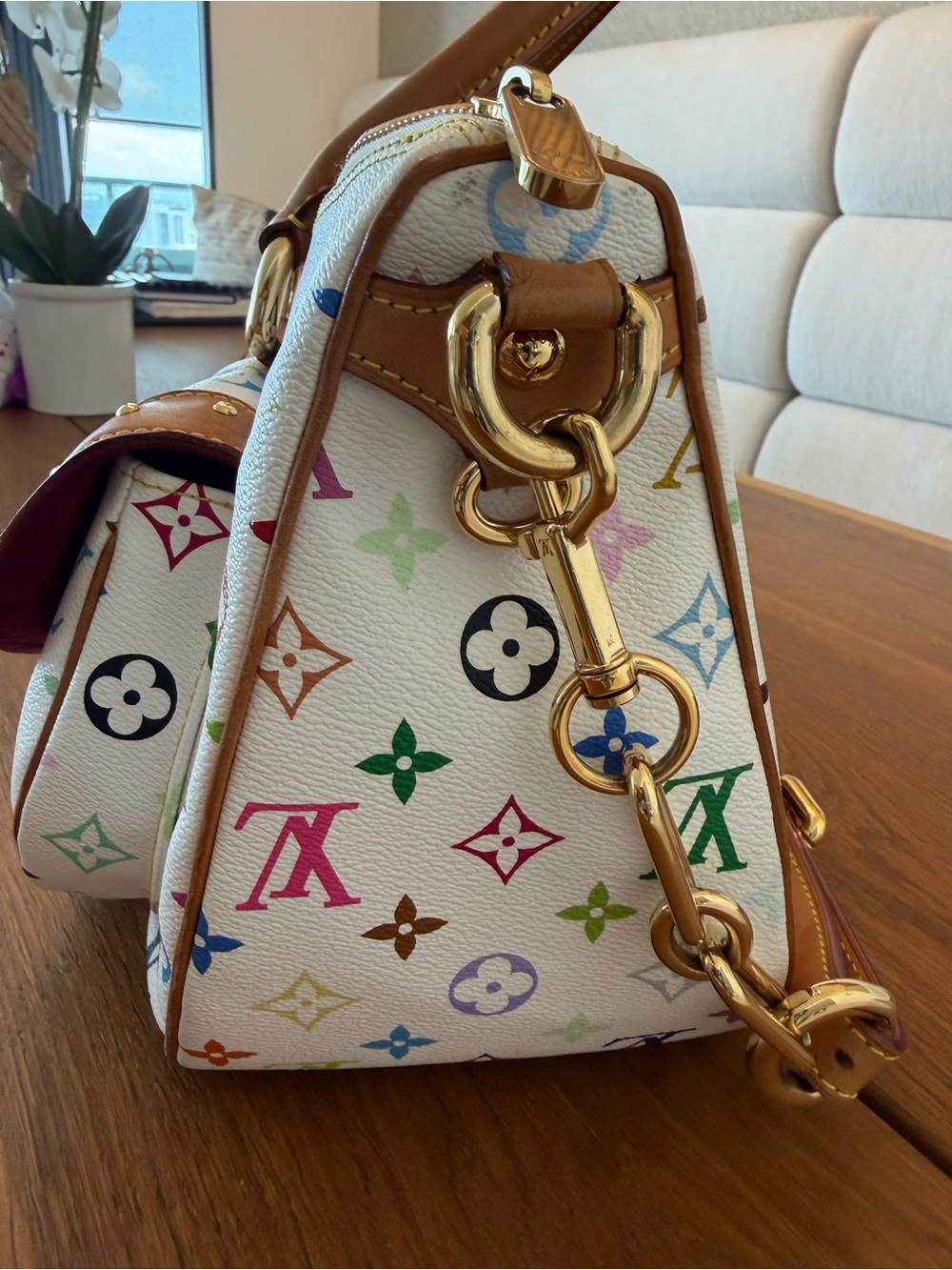 Takashi Murakami LV Monogram Multicolore Rita in Blanc/White - Picture 7 of 10
